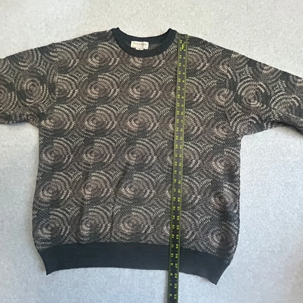 Tricots St Raphael Sweater Mens XL Gray Merino Wool Swirl Vintage Geometric
